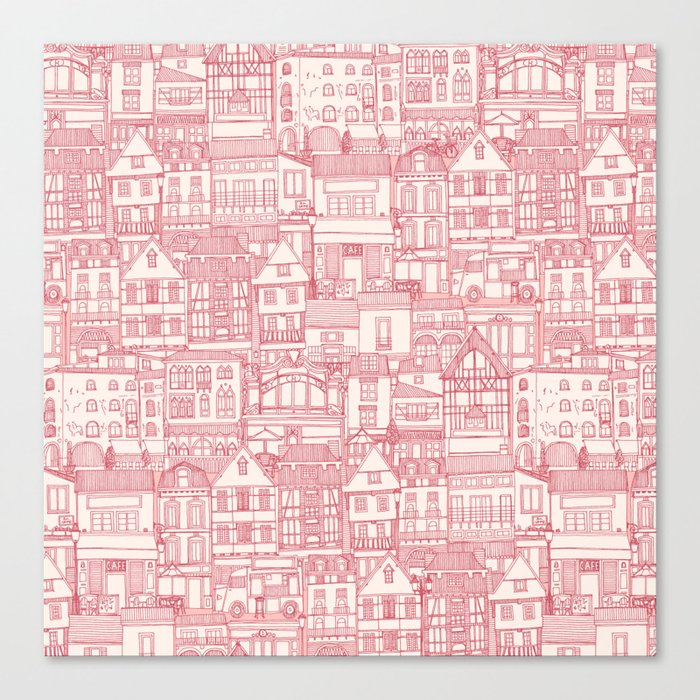 cafe buildings pink Canvas Print