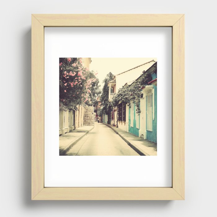 Just like a dream street, Cartagena (Retro and Vintage Urban, architecture photography) Recessed Framed Print