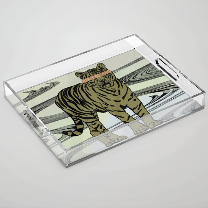 Graphic Tiger Glitch Acrylic Tray