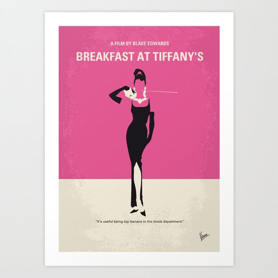 No204 My Breakfast at Tiffanys minimal movie poster Art Print
