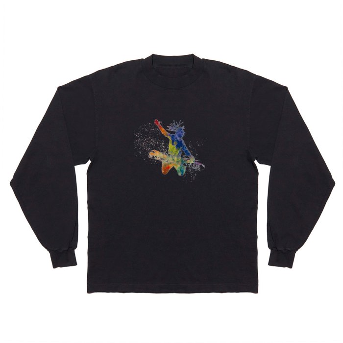 Snowboarding in watercolor Long Sleeve T Shirt