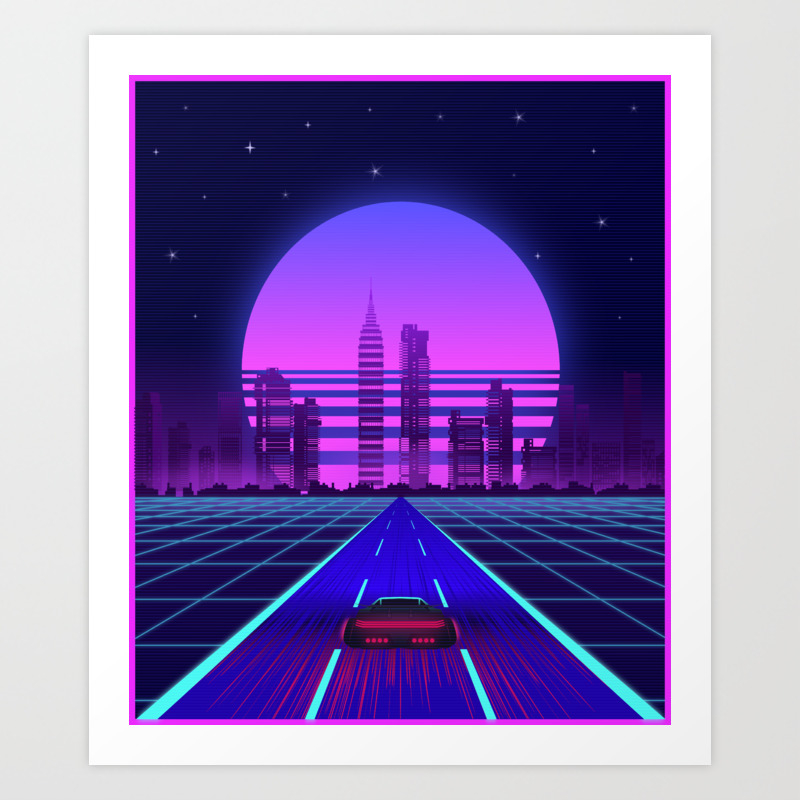 synthwave aesthetic vaporwave retro 80s 90s car art print by v4to society6