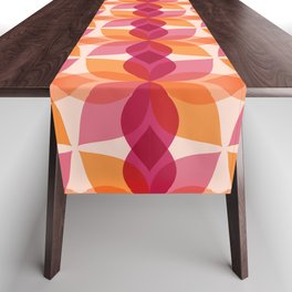 Peach Fuzz, Pink, Orange and Fucsia Geometric Retro Petal Pattern Table Runner