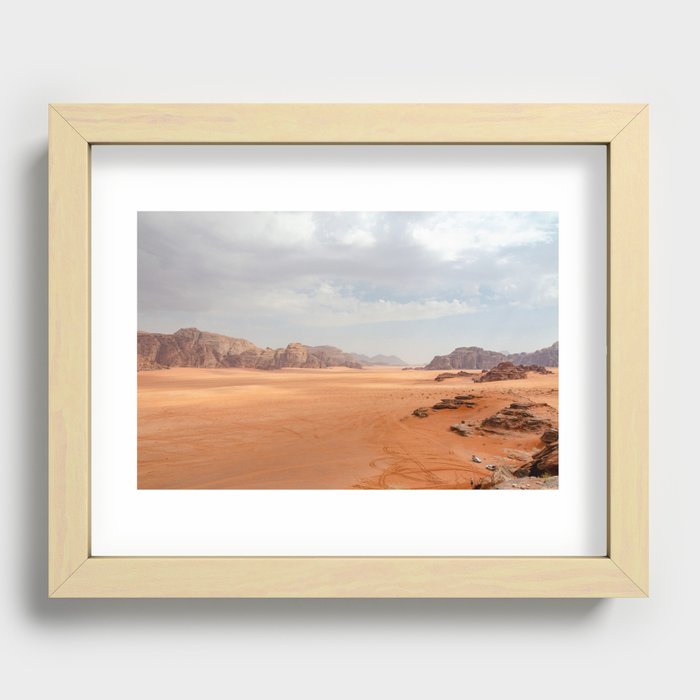 Wadi Rum Landscape with Truck | Photo print | Fine art travel photography | Photo taken in Jordan Recessed Framed Print