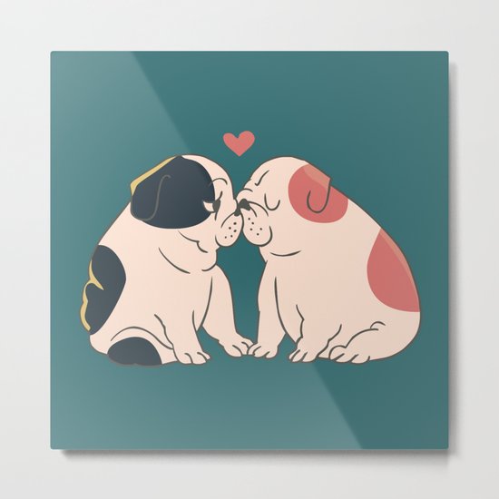 English Bulldog Kisses Metal Print