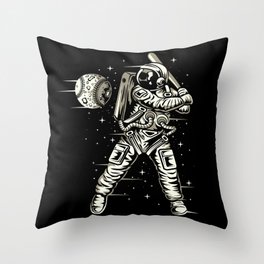 Space Baseball Astronaut Throw Pillow