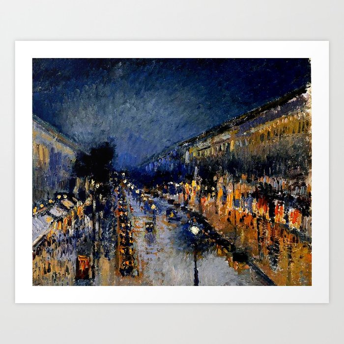 The Boulevard Montmartre At Night : Camille Pissarro Art Print