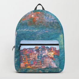 cliff in Italy impressionism painted realistic scene Backpack