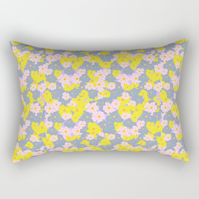 Pastel Spring Flowers Mini Lilac Rectangular Pillow