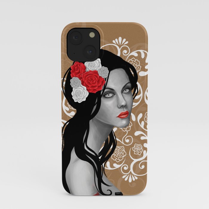 Goth Girl with Flowers in her Hair iPhone Case