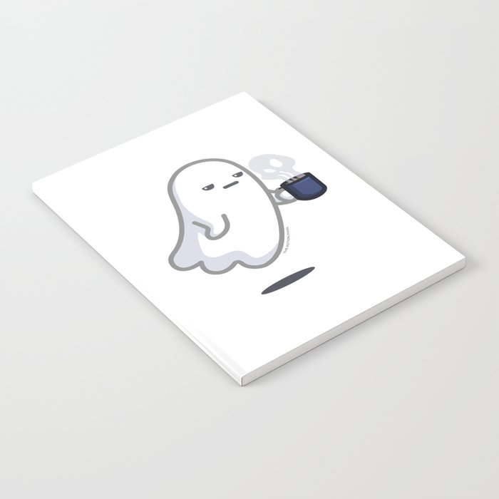 Graveyard Shift - Cute Ghost with Coffee Notebook