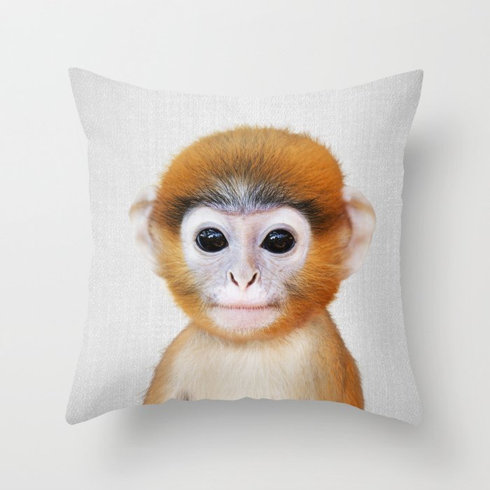 Baby Monkey - Colorful Throw Pillow