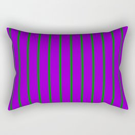 [ Thumbnail: Dark Violet and Green Colored Lines Pattern Rectangular Pillow ]
