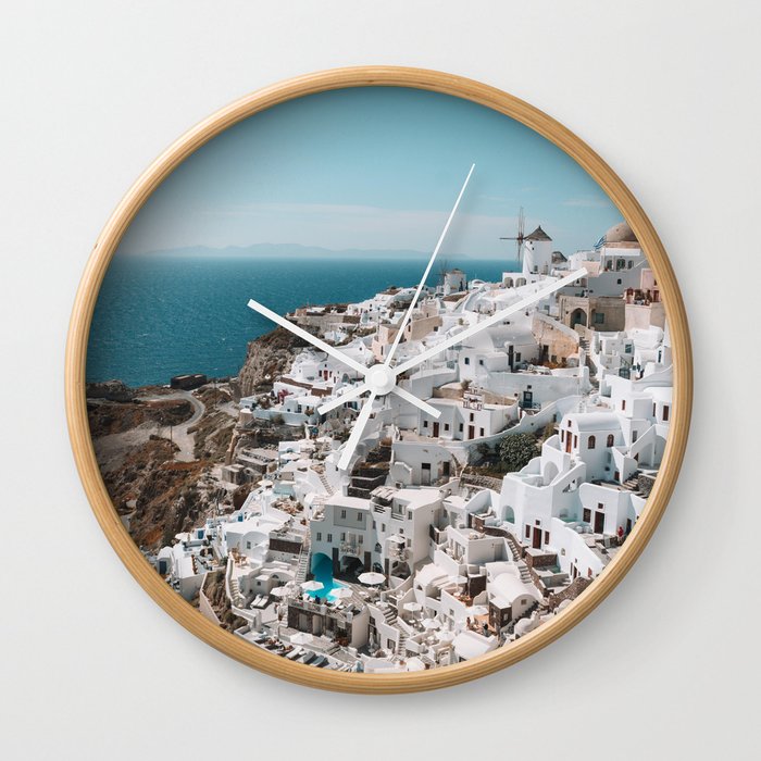 Santorini Island, Greece | Cyclades Islands | Mediterranean Sea | Greek Islands Photography 11 Wall Clock