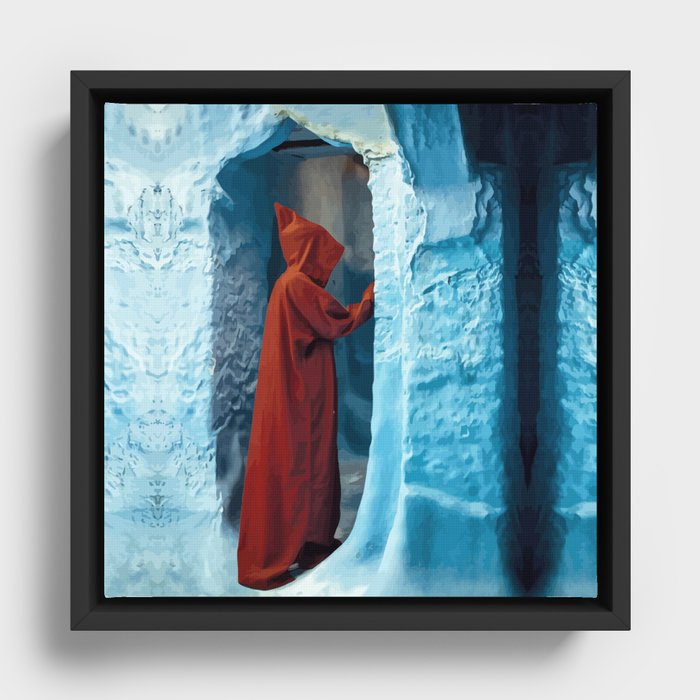 A5 - Moroccan Guy With Traditional Djellaba, in the Blue Moroccan City.  Framed Canvas