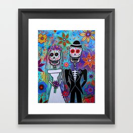 DAY OF THE DEAD WEDDING COUPLE PAINTING Framed Art Print