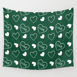 Valentines Day White Hand Drawn Hearts Wall Tapestry