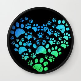 Cute Heart Dog Paws design Funny Gift For Animal Lovers Wall Clock