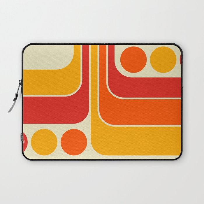 Retro Vintage Geometric Design 662 Red Orange Yellow and Beige Laptop Sleeve