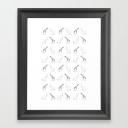 Elephant And Giraffe Framed Art Print