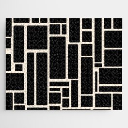Modulus Minimalist Geometric Pattern in Black and Almond Cream Jigsaw Puzzle