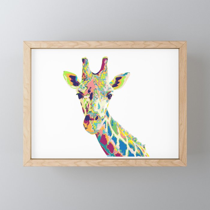 Colorful Giraffe Framed Mini Art Print