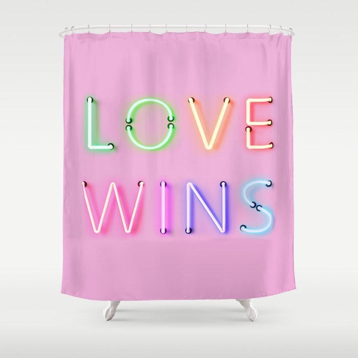 LOVE WINS - Rainbow Neon Shower Curtain