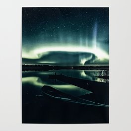 Aurora Nature Alaska Night stars landscape Poster