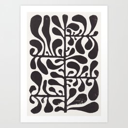 Linocut Plant #1 / Black & White Art Print