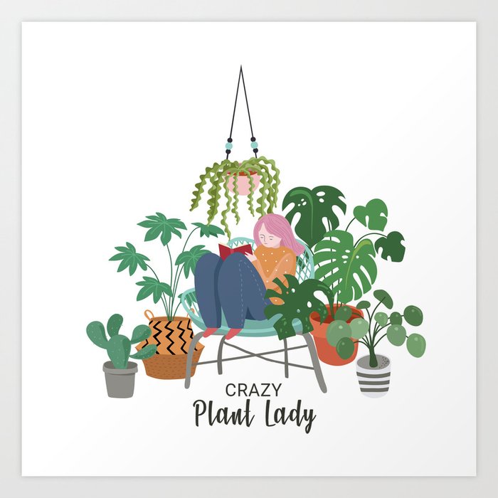Crazy Plant lady Art Print