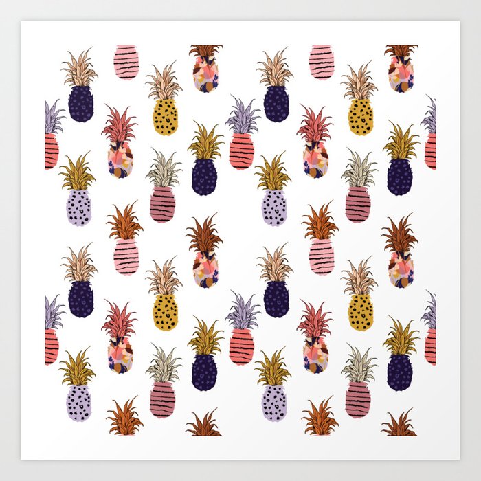 Funky Pineapple Pattern Art Print