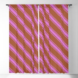 [ Thumbnail: Sienna & Orchid Colored Lines Pattern Blackout Curtain ]