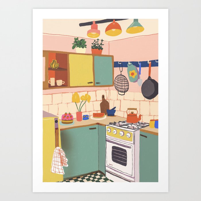 Retro kitchen Art Print