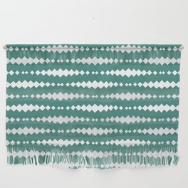 Green Blue and White Geometric Horizontal Striped Pattern Wall Hanging