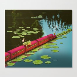 Frog Stows Away On A Train To Nowhere 🫧 Canvas Print