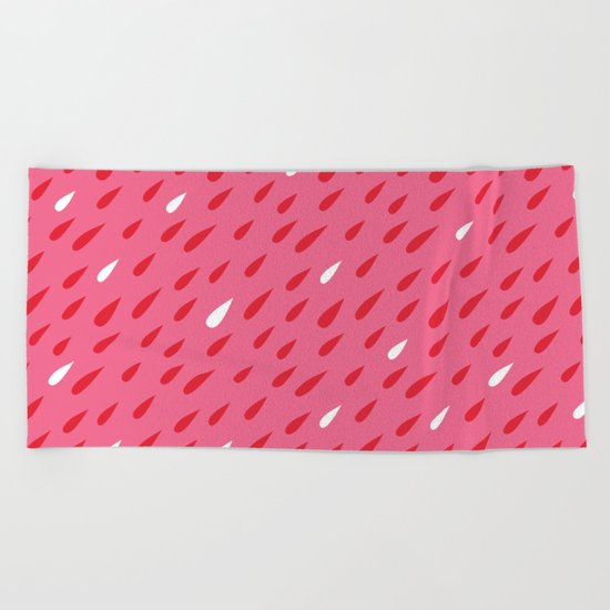 Red + Pink Droplets Beach Towel