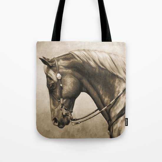 Western Quarter Horse Old Photo Effect Tote Bag