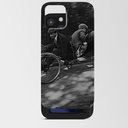 Vintage Bicycle Built for Three Racing black and white photograph - photography - photographs iPhone Card Case