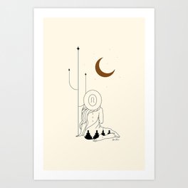 Talking to the Moon - Rustic Art Print