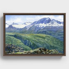 Thompson Pass Alaska Landscape, watercolor painting Framed Canvas
