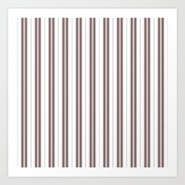 Bark Brown and White Vintage American Country Cabin Ticking Stripe Art Print