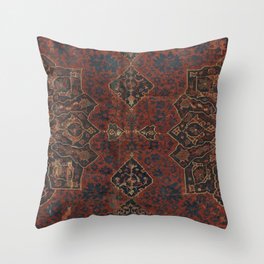 Boho Chic Dark VI // 17th Century Colorful Medallion Red Blue Green Brown Ornate Accent Rug Pattern Throw Pillow