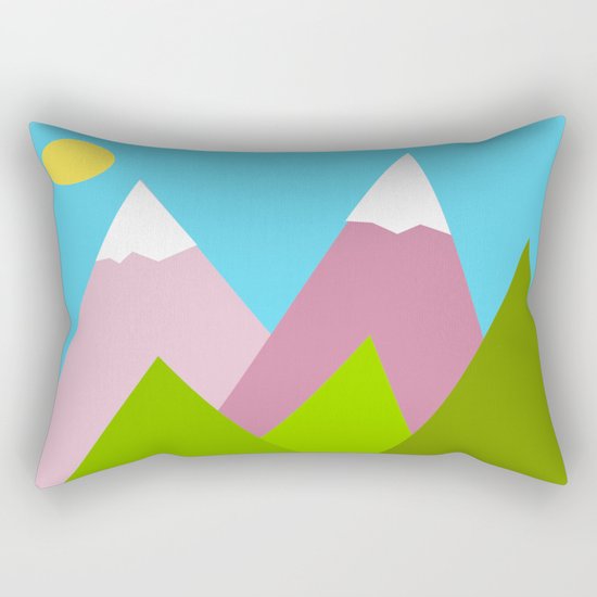 Pines and Pink Mountains Rectangular Pillow