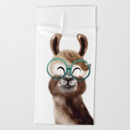 Lucy the Llama Watercolour Print Beach Towel