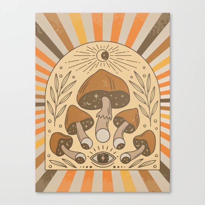 Psychedelic Retro Mushroom Canvas Print