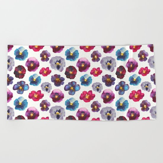 Watercolor violets Beach Towel
