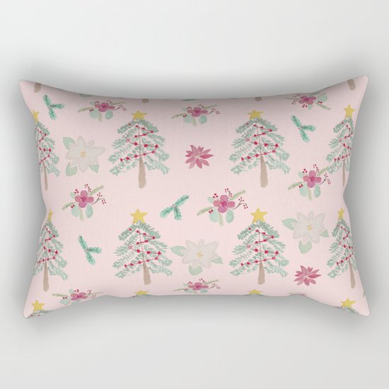 Christmas Pattern Pink Rectangular Pillow