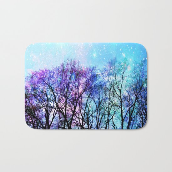 Black Trees Playful Pastels Space Bath Mat