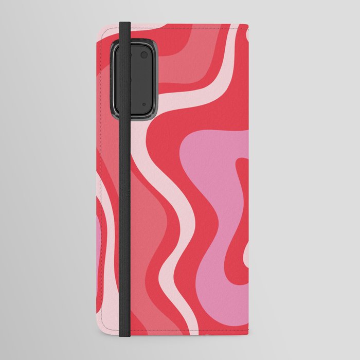 Retro Liquid Swirl Abstract Pattern Cherry Red Pink Android Wallet Case