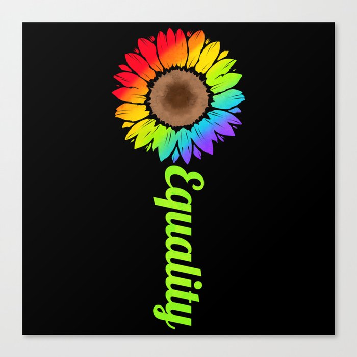 Rainbow Colorful Sunflower Equality LGBTQ Pride Month Canvas Print